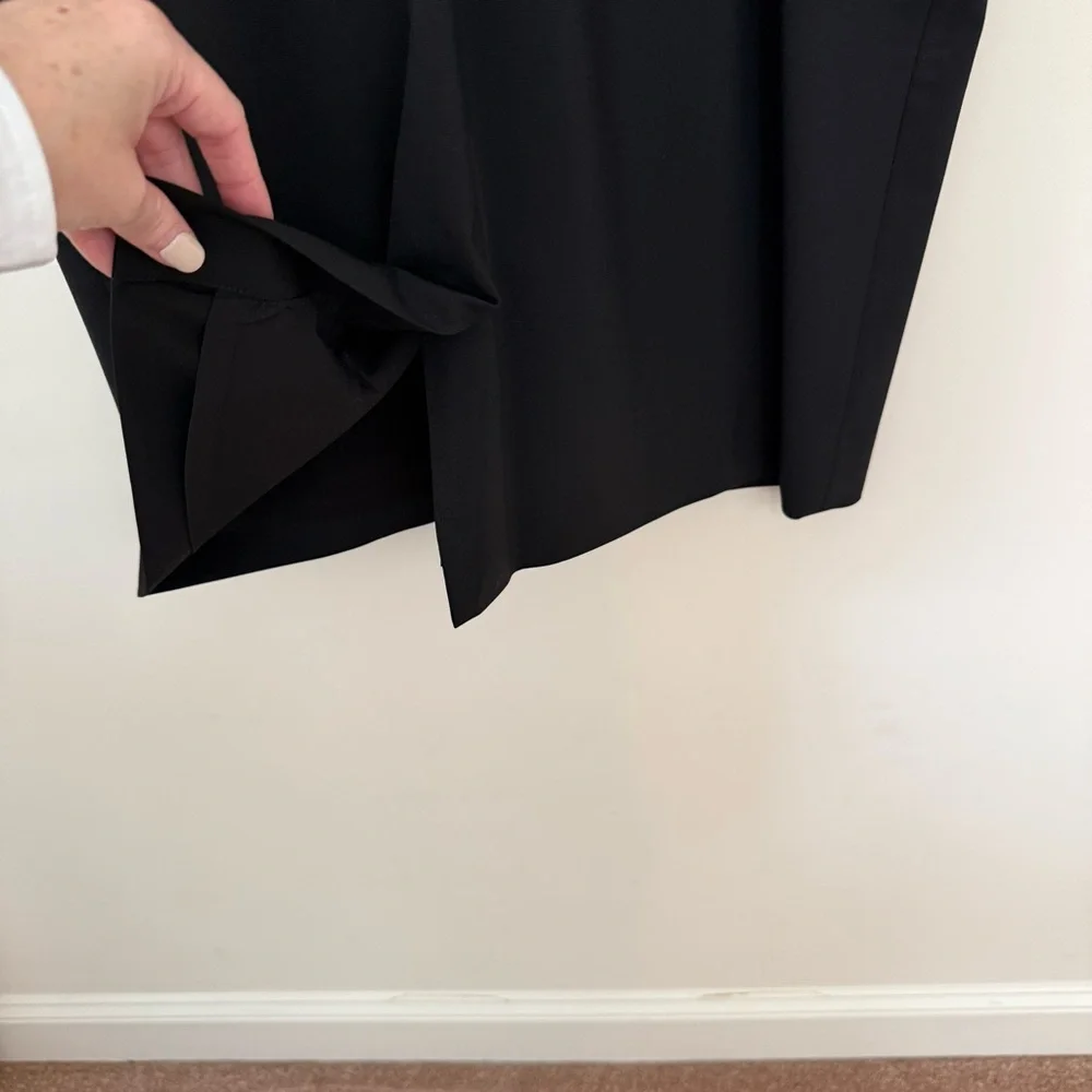 J. Crew Elegant Black Resume Dress. Pockets, back vent and zipper. Sleeveless.